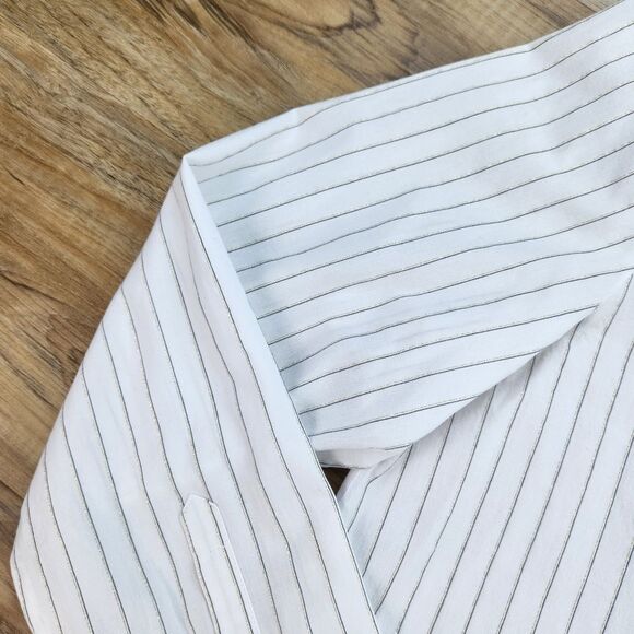 🔺️NYDJ White Pinstripe Button Popover Long Sleeve Top Large - Picture 7 of 14